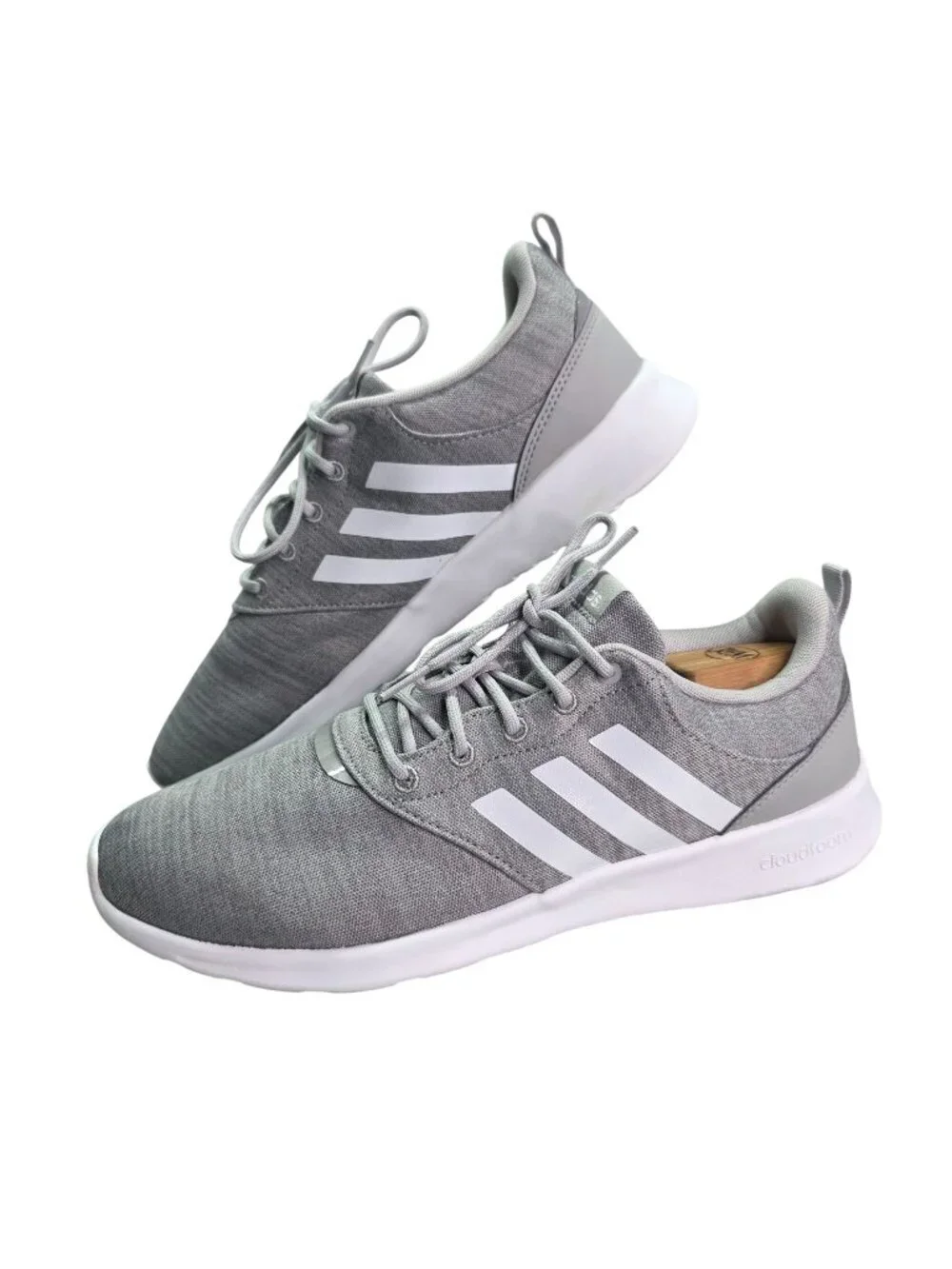 Mens Adidas Cloudfoam Super Gray & White Sneakers Lightweight Shoes Size 12
